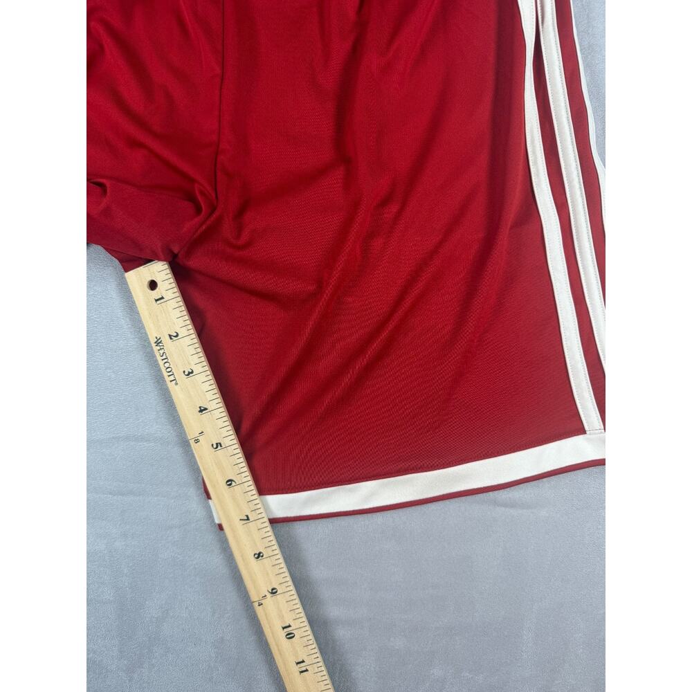 Adidas Embroidered Climalite Men's Shorts L Red 3-Stripe Athletic Gym 7” Inseam - Picture 10 of 11